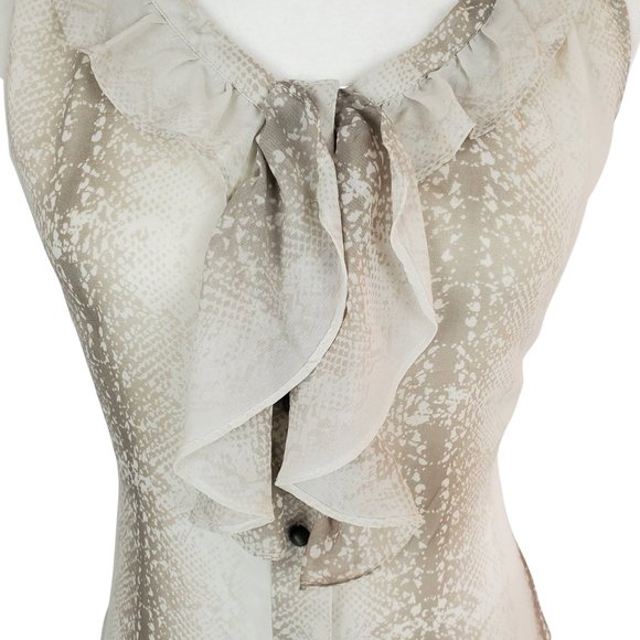 NWOT Petite Banana Republic Factory Sheer Snakeskin Ruffle Front Blouse XS - Picture 5 of 12